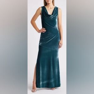 2026 COLOR TREND..CHELSEA 28 DRAPED STRETCH TEAL DRESS L